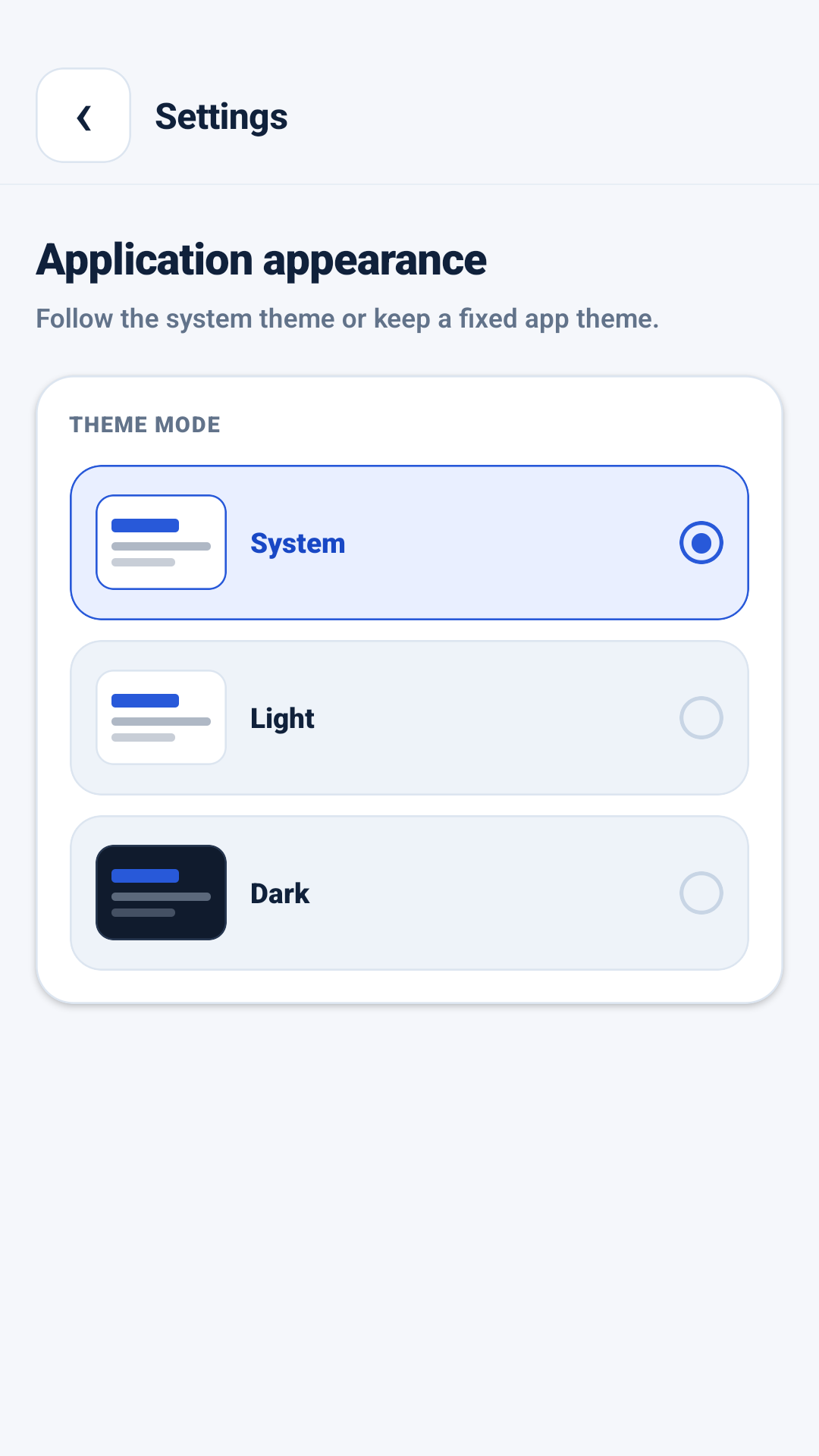 Impostazioni del tema AppMetrica Viewer